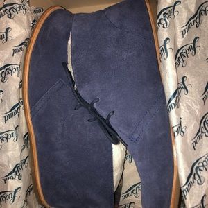 Blue suede moccasins